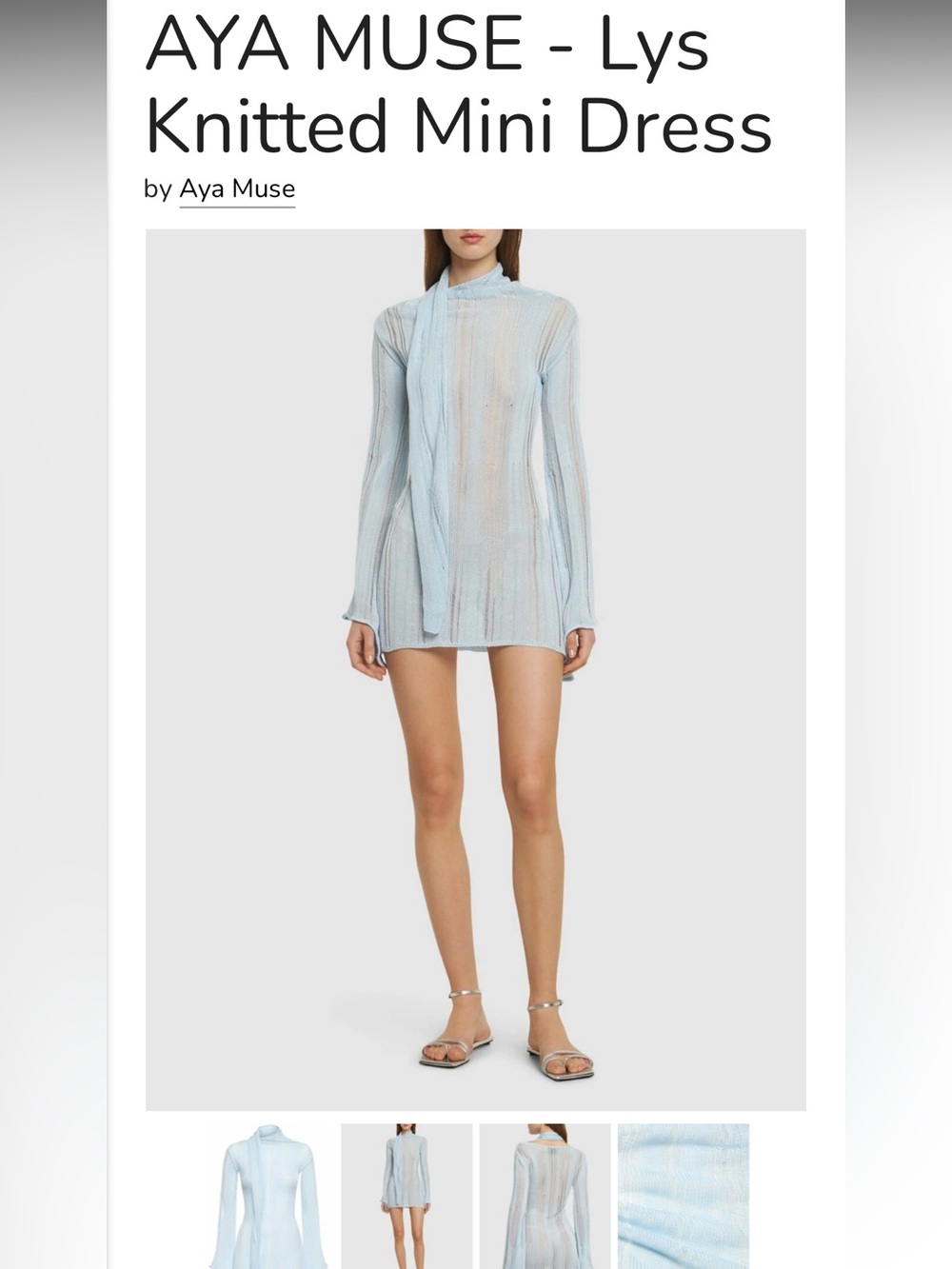 Aya Muse Light Blue Lys Knitted Mini Dress